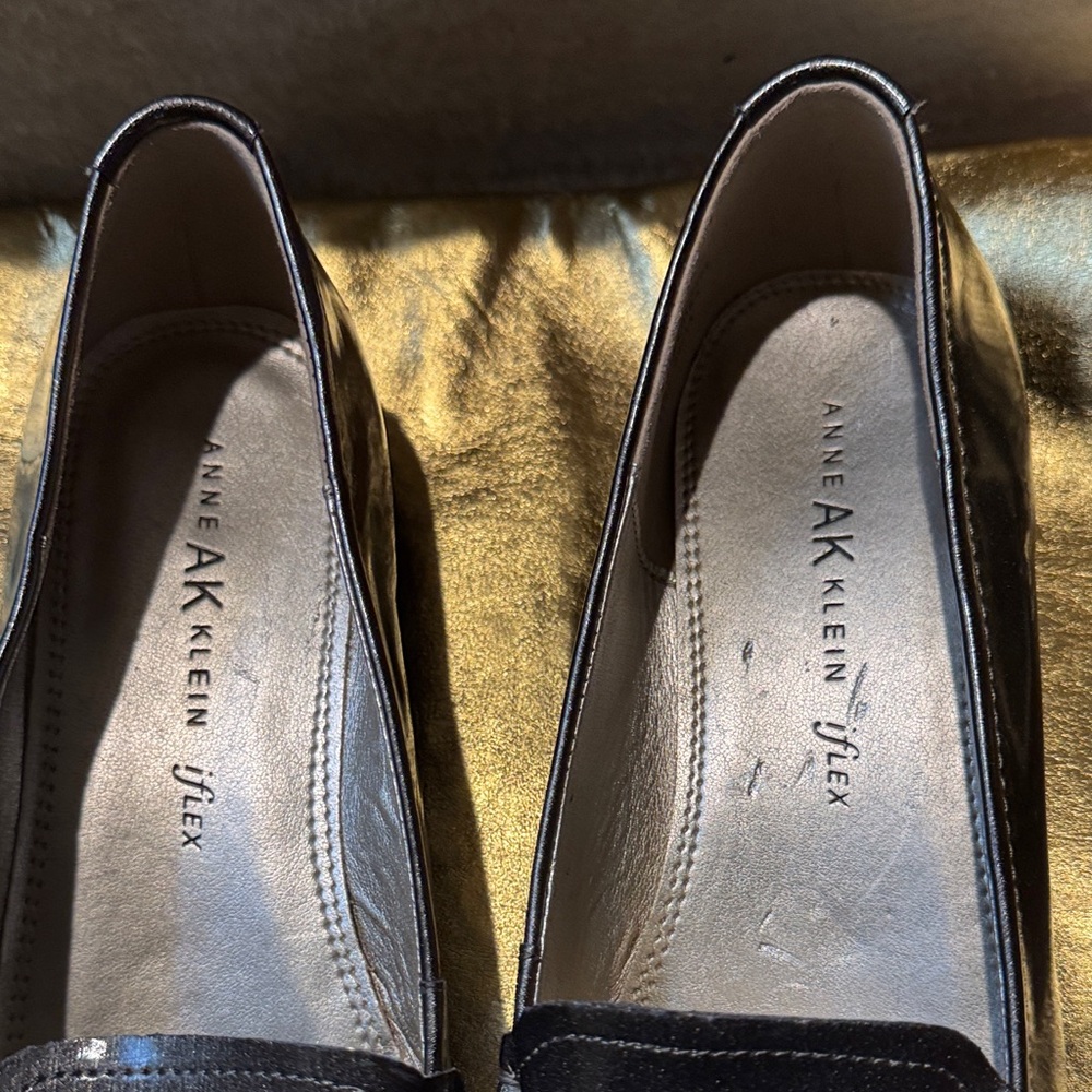 Anne Klein Shiny Black Loafers for Women - Picture 4 of 11